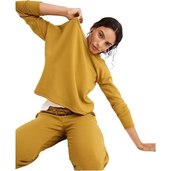 Madewell | Superbrushed Easygoing Ringer Mustard Sweatshirt Small - Picture 1 of 11